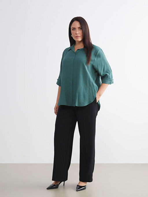 B?y?k Beden Standart Fit Geni? Pa?a Kad?n Pantolon