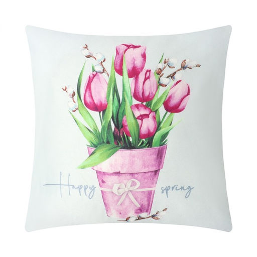 Наволочка декоративная ЭтельТюльпаны 40х40 см, полиэстер, велюр