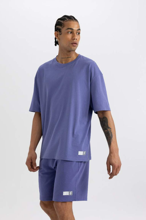 DeFactoFit Oversize-футболка широкого кроя с круглым вырезом и короткими рукавами с принтом  фото 4