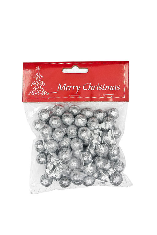 Новогоднее украшение Шарик 1,5 см (70 шт) SF-1680, серебро - Больше подарков фото 2