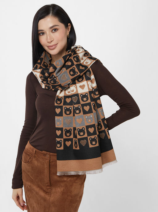 в составе ШЕРСТЬ и КАШЕМИР Большой, мягкий, теплый двусторонний палантин с принтом. - Tantino фото 6