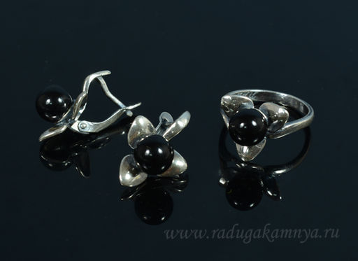 Кольцо Серьги с агатом размер 18