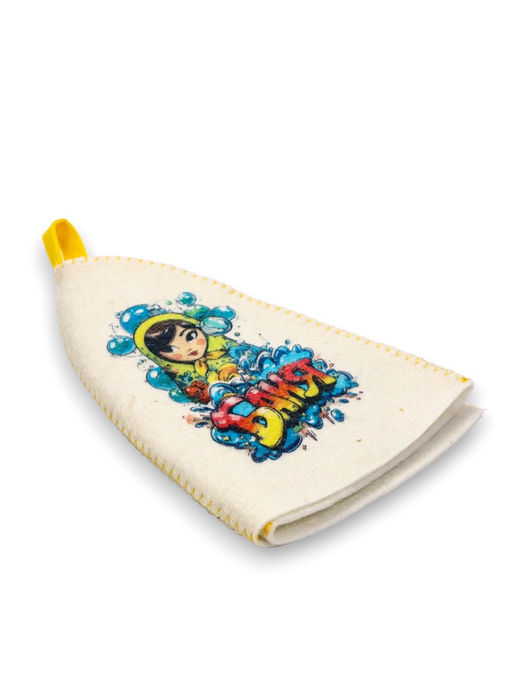 Шапка для бани и сауны Матрёшка в пузыриках, полиэфир, шерсть, белая - Simaland фото 7