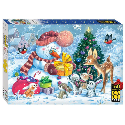 Puzzle STEP 160 элементов "Снеговик и зайчата" (72088)