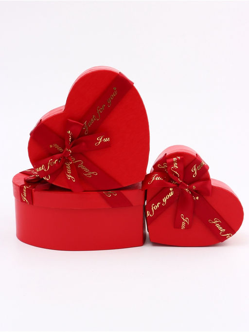 Набор подарочных коробок 3 в 1 сердца, красный, 22?20?9; 18.5?17?7.5; 16?14?6 см