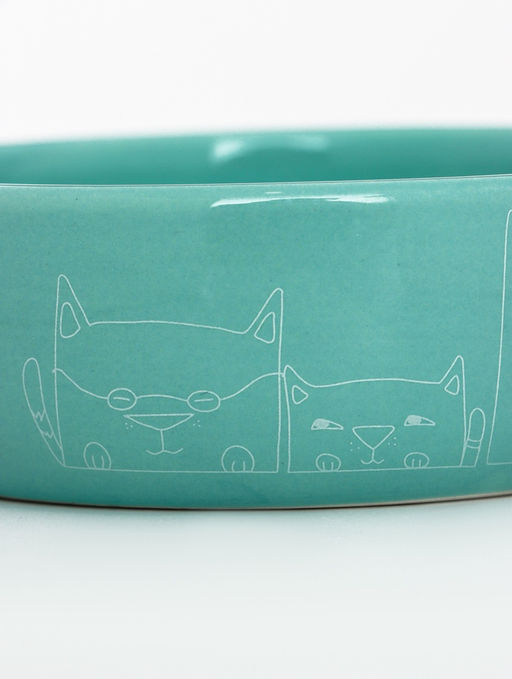 Миска керамическая Семья котов 300 мл - 13.413.44 см, бирюзовая - Пижон фото 6