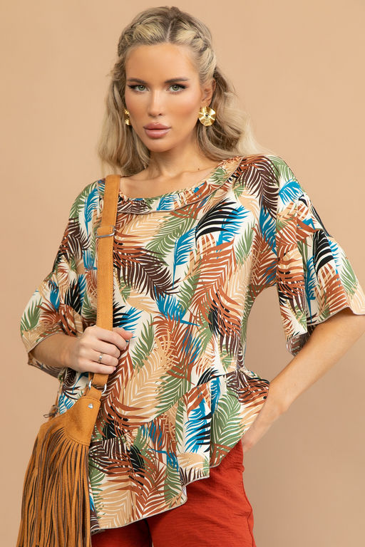 Туника Насладись моментом (листья/беж) - Эльза фото 6