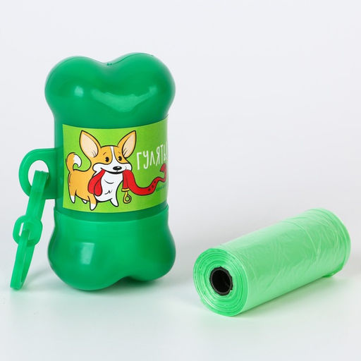 Контейнер с пакетами для уборки за собаками Гулять (рулон 15 шт) - Пушистое счастье фото 3