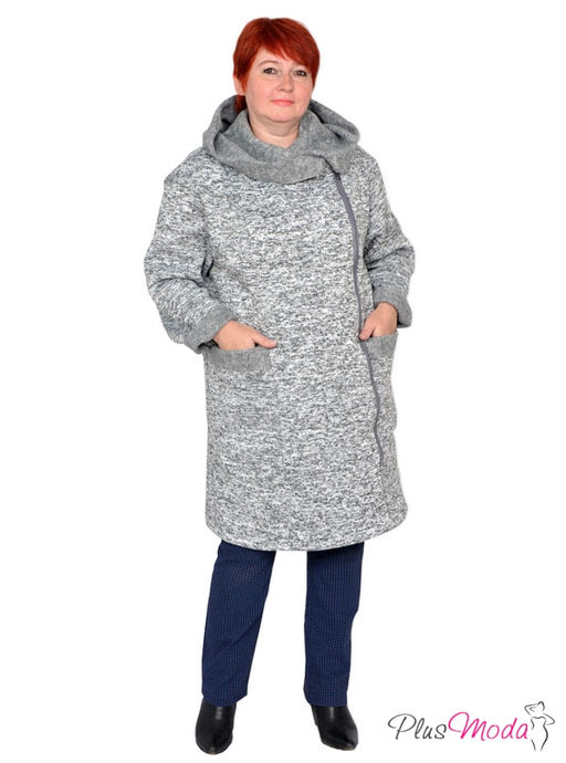 Пальто двубортное с капюшоном Модель №140 размеры 52-74 - Plusmoda фото 4