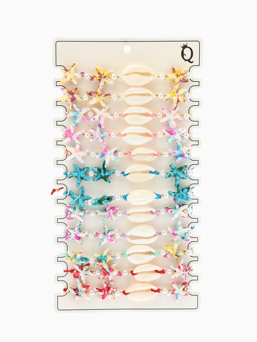 Цена за 12 шт. Браслет «Морской. Ракушка и звезда», d=6 см, МИКС