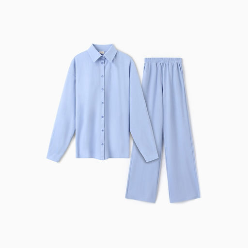 Костюм женский (рубашка, брюки) MINAKU: Home Collection, размер 46, голубой