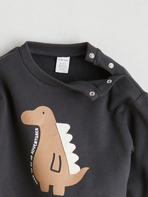 Dinozor Bask?l? Erkek ?ocuk Sweatshirt ve E?ofman Alt?