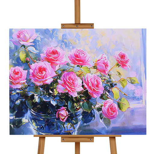 Мозаика алмазная "Розы в вазе" 30*40см.