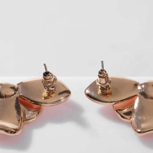 Серьги эмаль Цветок половинка, цвет розовый в золоте - Queen fair фото 2