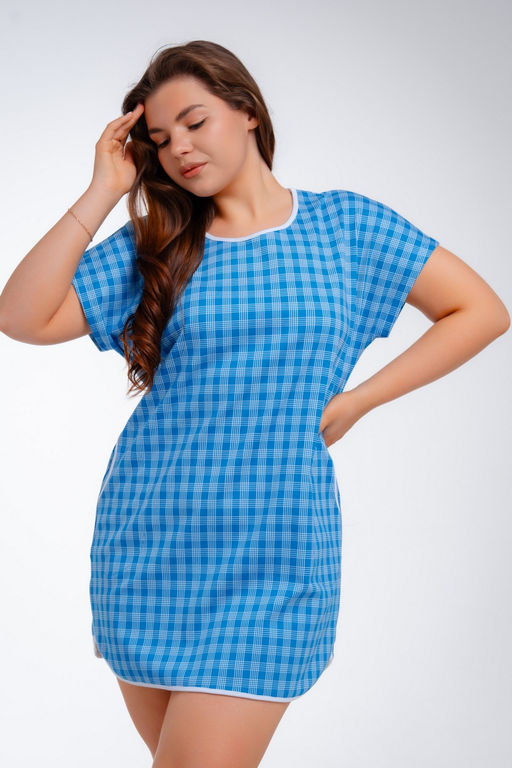 Туника женская Социал клетка голубая