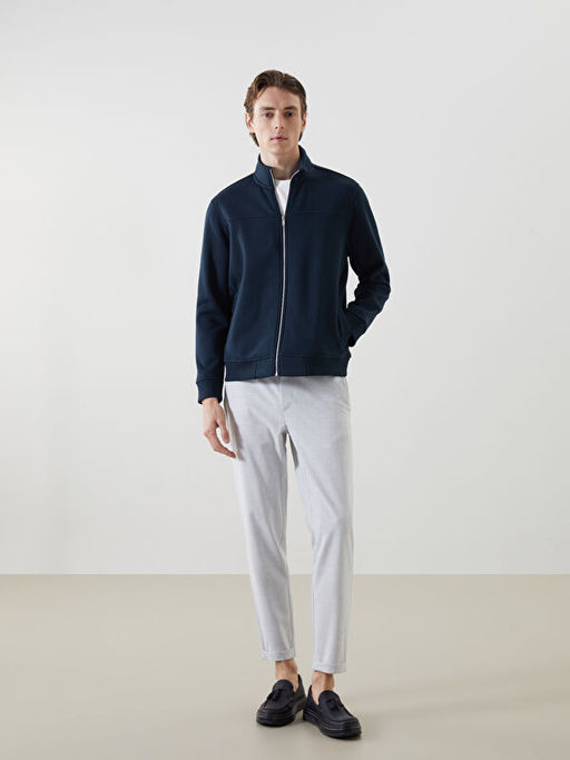 Dik Yaka Uzun Kollu Erkek Fermuarl? Sweatshirt