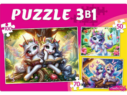 Puzzle 3 в 1 "Чудесные единороги №17" 50, 70, 100 эл. (П-8452)