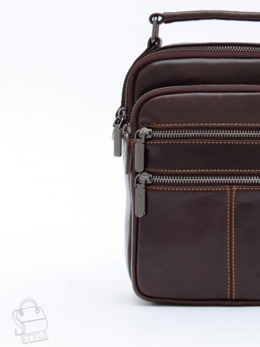 Сумка мужская кожаная 634M brown Fuzhiniao в Новосибирске