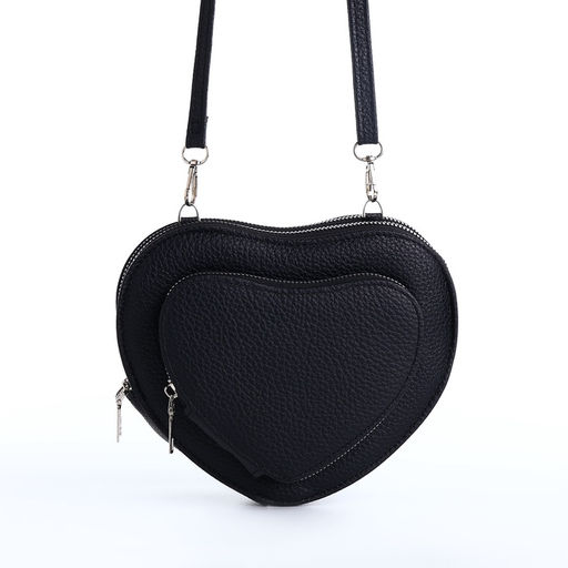 Сумка женская кросс-боди на молнии, в форме сердца, 20×5×16 см, чёрная