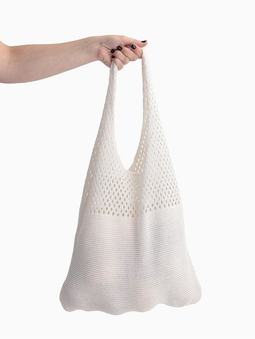 Сумка пляжная, плетёная, клетка 0.5 см, белая