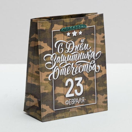 Цена за 3 шт. Пакет подарочный ламинированный, упаковка, «С 23 февраля», S 12×15×5.5 см