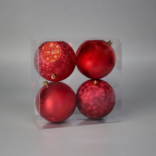 Ёлочные игрушки Чары волшебства, шары новогодние, d=10 см, набор 4 шт., красный - Зимнее волшебство фото 2