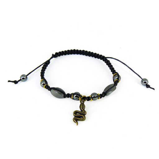 Браслет шамбала из гематита со змейкой 17-19 см
