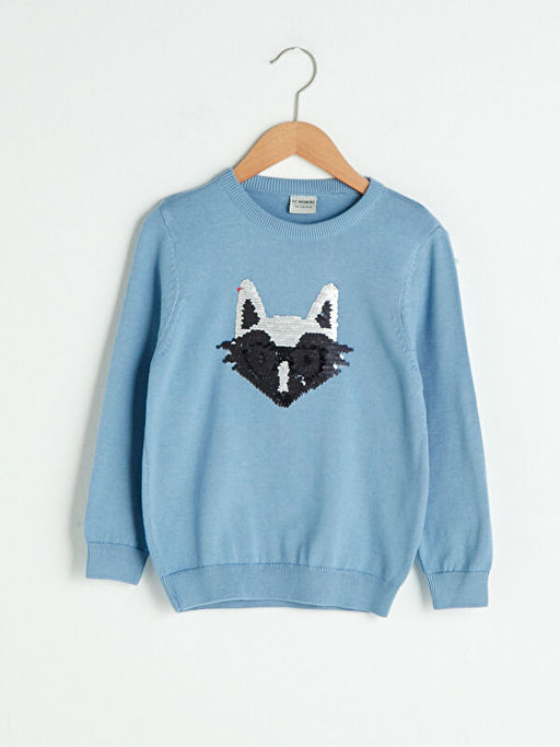 Bisiklet Yaka ?ift Y?nl? Payetli Erkek ?ocuk ?nce Triko Kazak - Waikiki фото 2