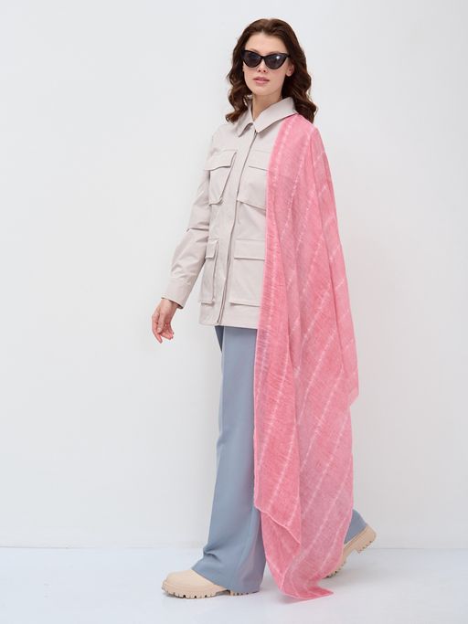 ЛЕН ХЛОПОК ВИСКОЗА Большой, красивый двусторонний палантин с необычной выработкой - Tantino фото 2