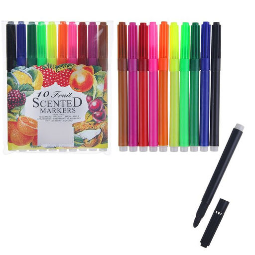 Фломастеры 10 цветов «Фрукты», вентилируемый колпачок