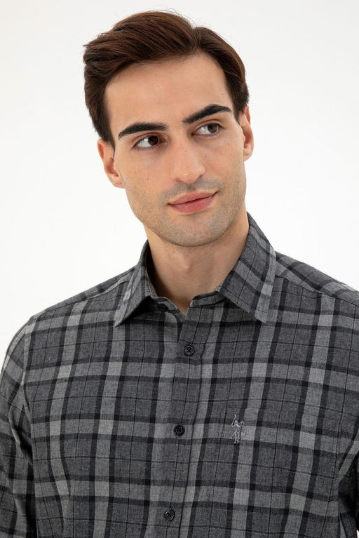 Мужская рубашка антрацитового цвета с длинным рукавом Неожиданная скидка в корзине - U.s. polo assn фото 2