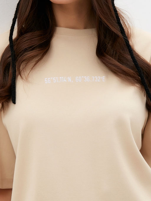 Футболка женская MIST Coordinates, размер 46-48 (L-XL), бежевая