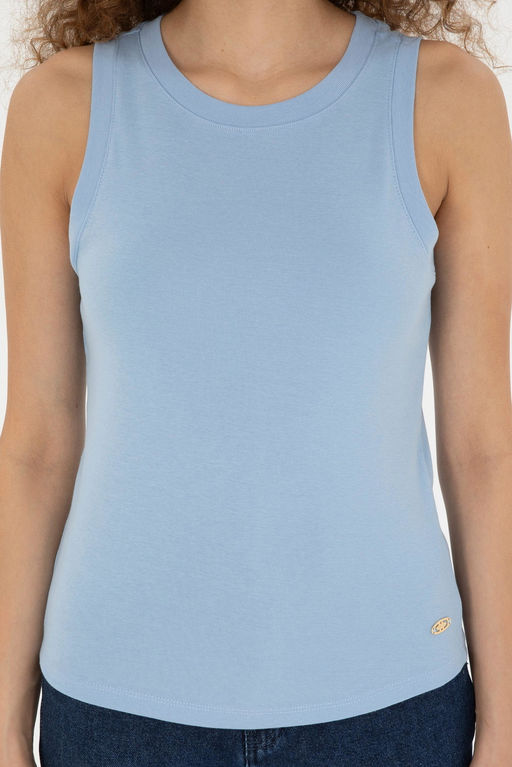 Женская голубая базовая футболка - U.s. polo assn фото 6