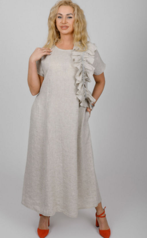 Льняное платье с воланом 70% лен, 30% вискоза