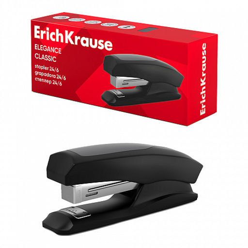 Цена за 12 шт. Степлер №24/6 Half-strip ErichKrause Elegance Classic до 30 листов, черный (в коробке по 1 шт.)