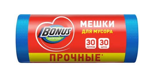 BONUS пакеты д/мусора 30л*30шт HD 45*55см синие 6 мкм