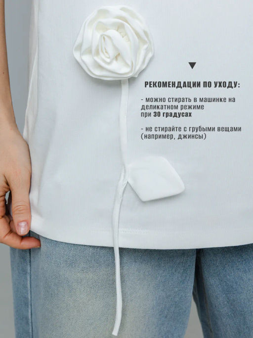 Футболка с объёмными цветами - Sahar art lab фото 16