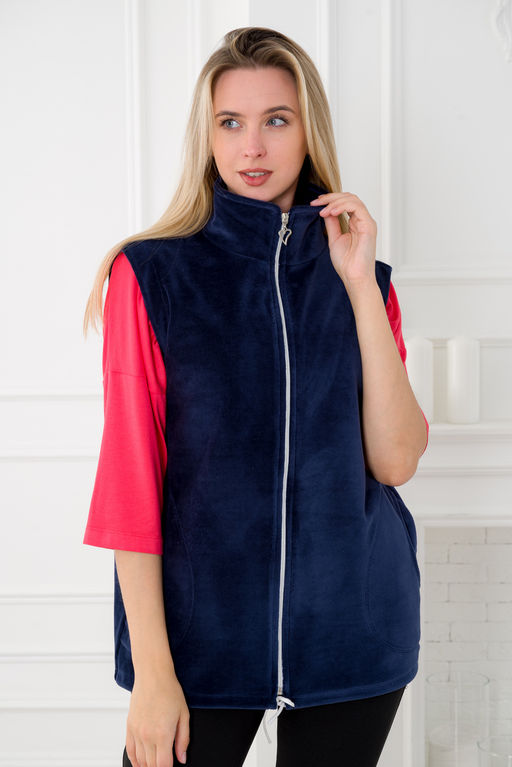 Жилет женский из велюра синий макс