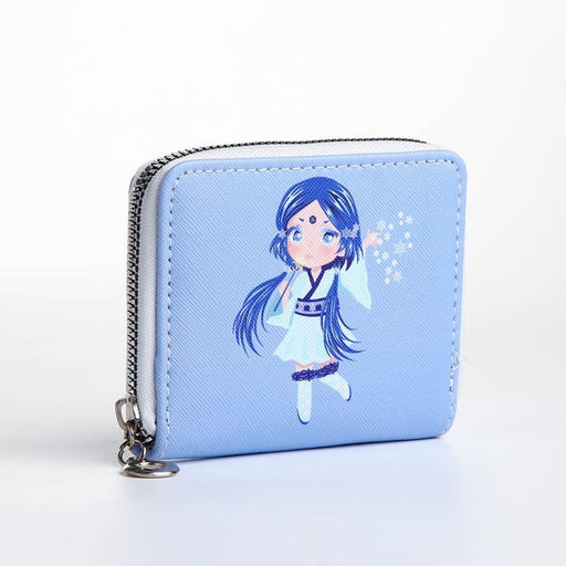 Кошелёк на молнии, отдел для карт, для монет, голубой