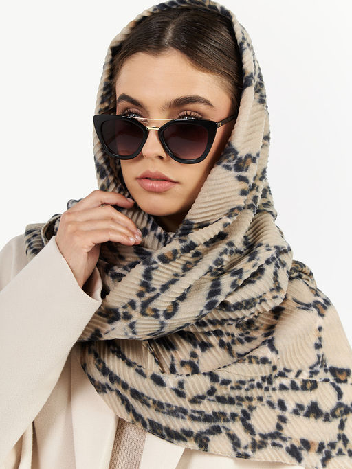 Большой, мягкий, тонкий и очень нежный двусторонний палантин с рисунком. - Tantino фото 4