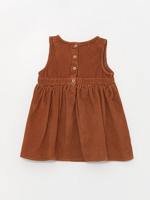 Kruvaze Yaka Kadife K?z Bebek Elbise ve K?lotlu ?orap 2li Tak?m