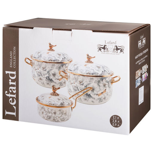 НАБОР ПОСУДЫ LEFARD СЕРИЯ ROYAL GARDEN 6ПР: КАСТРЮЛИ 2,1Л+2,8Л (16+18СМ) И КОВШ 0,9Л (14 СМ)  фото 3