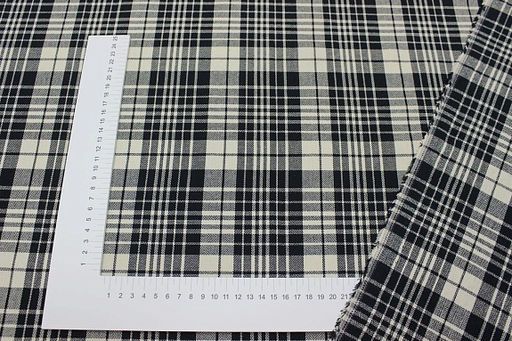 Фуле Клетка цв.чернильно-черный/сливочный, ш.1.45м, хлопок-100%, 160гр/м.кв - Купава фото 4