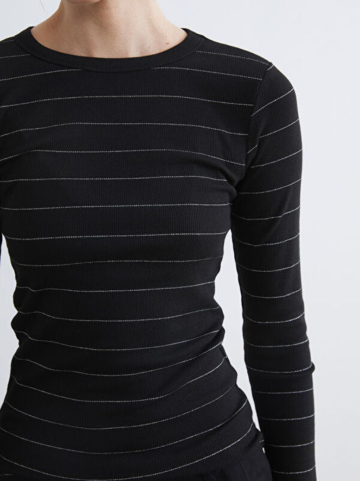 Bisiklet Yaka ?izgili Kad?n Body