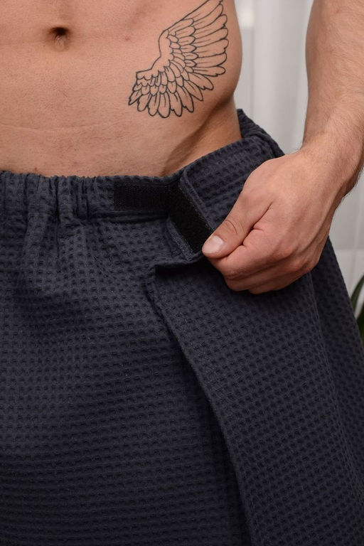 Полотенце для бани и сауны вафельное мужское  на липучке