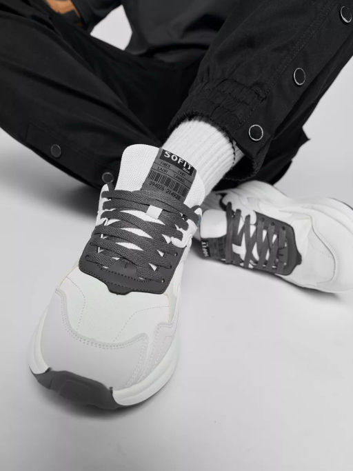 Кроссовки муж., молоч, фурн., э/к, текст. L8017-6