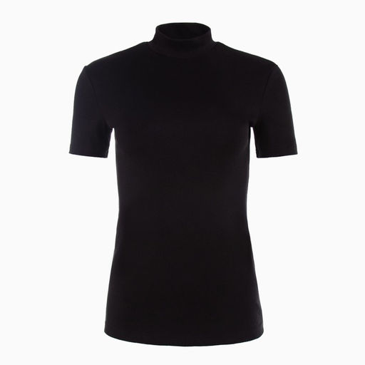 Футболка однотонная женская MINAKU SLIM FIT: чёрная, размер 42