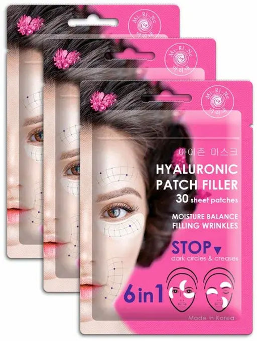 Mi-Ri-Ne Патчи-филлеры 6в1 гиалуроновые тканевые для кожи вокруг глаз(30 патчей) 25г (Ю.Корея)
