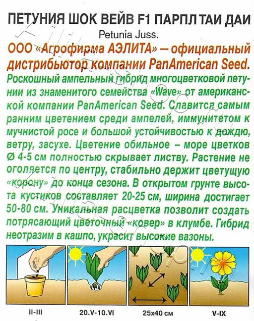 Петуния Шок вейв F1 парпл тай дай 4шт. (Аэлита)