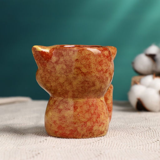 Горшок для цветов «Лисёнок Фред» керамический, 200 мл, 8×9×9 см, рыжий